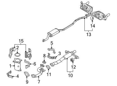 2009 Lincoln MKX Exhaust Components Muffler & Pipe Diagram for 8T4Z-5230-A