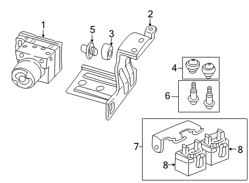 2001 Kia Spectra ABS Components Insert-Mount Diagram for 0K2C143725A