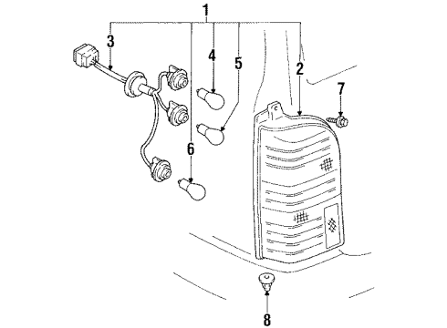 1991 Toyota Corolla Tail Lamps Socket&Wire, Combination Diagram for 81555-13310