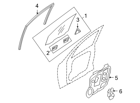 2009 Hyundai Genesis Front Door Grip Assembly-Front Door Glass Diagram for 82413-3M000