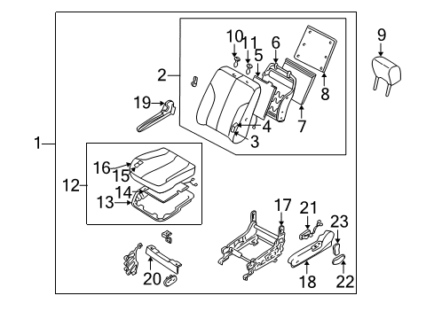 2002 Nissan Maxima Heated Seats Trim Assy-Front Seat Cushion Diagram for 87320-5Y663