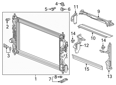 2018 Buick Cascada Radiator & Components Upper Baffle Diagram for 13310901