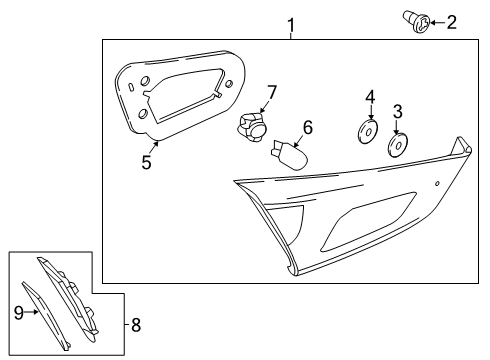 2019 Toyota Yaris Bulbs Back Up Lamp Assembly Diagram for 81590-WB002