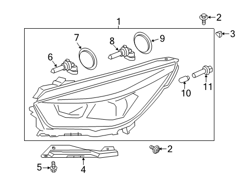 2018 Ford Escape Bulbs Headlamp Housing Diagram for JJ5Z-13008-C