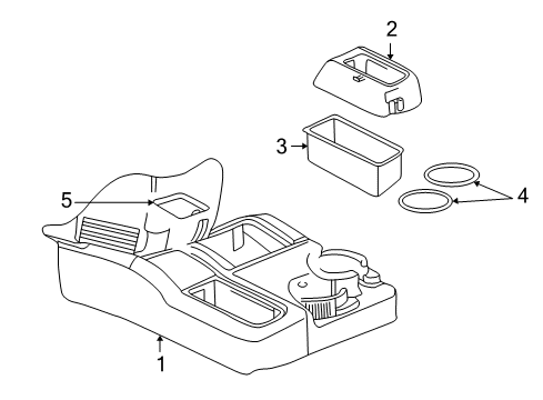 2002 Dodge Ram 1500 Front Console Console-Floor Diagram for 5GT26WL5AC