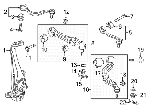 2017 Genesis G80 Front Suspension Components, Lower Control Arm, Upper Control Arm, Stabilizer Bar Front Arm Assembly-Front Upper, LH Diagram for 54400-B1500