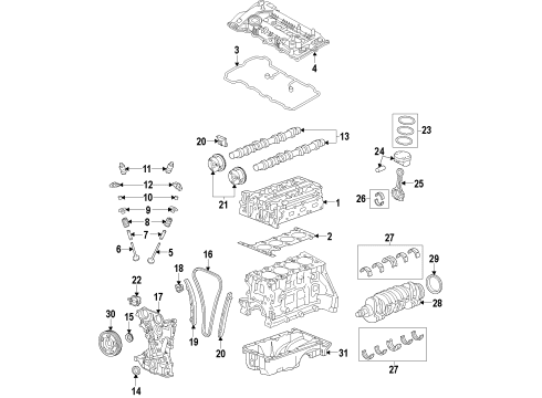 2016 Kia Forte Engine Parts, Mounts, Cylinder Head & Valves, Camshaft & Timing, Oil Pan, Oil Pump, Crankshaft & Bearings, Pistons, Rings & Bearings, Variable Valve Timing Gasket-Cylinder Head Diagram for 22311-2E080