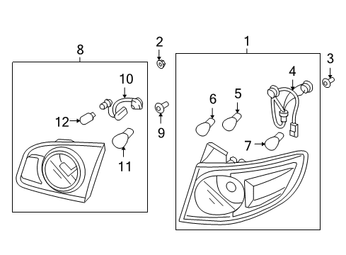 2007 Hyundai Santa Fe Bulbs Lamp Holder And Wiring, Interior, Rear Diagram for 92490-0W050