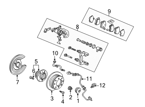 2008 Acura TL Rear Brakes Caliper Set, RR. Diagram for 01473-SZ3-A01