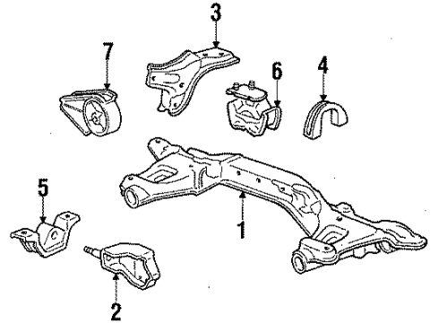 1987 Honda Civic Engine Mounting Bracket, Rear Engine Mounting Stopper Diagram for 50811-SB2-000