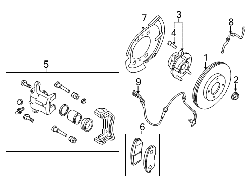 2014 Nissan Juke Front Brakes CALIPER Assembly-Front RH, W/O Pads Or SHIMS Diagram for 41001-3YW0A