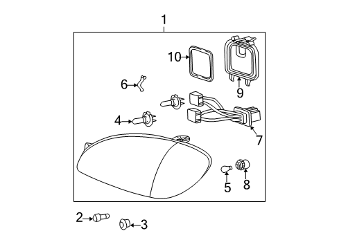 2001 Hyundai Sonata Bulbs Driver Side Headlight Assembly Composite Diagram for 92101-38050
