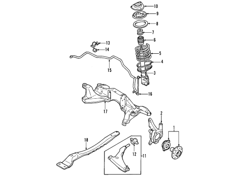 2000 Mitsubishi Eclipse Front Suspension Components, Lower Control Arm, Stabilizer Bar Seat-COILOVER Shock Diagram for MR455746