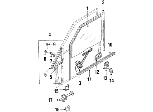 1989 Isuzu Amigo Door Glass & Hardware, Lock & Hardware Antirattler (T=7) (Yellow) Diagram for 8-94329-976-0