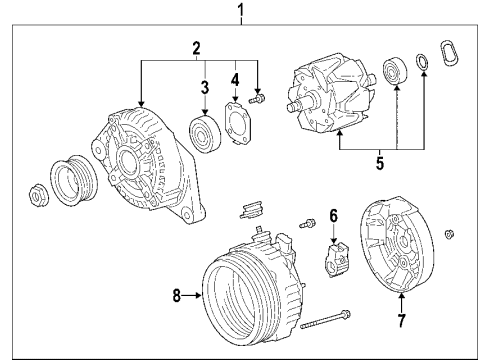 2006 Lexus GS430 Alternator Cover, Alternator Rear End Diagram for 27039-30080