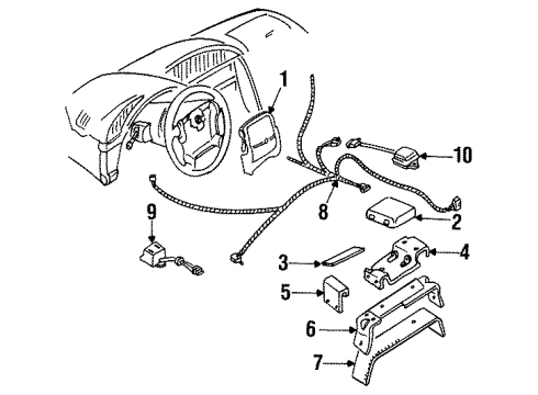 1995 Chevrolet Corvette Air Bag Components Sensor Asm-Inflator Restraint Front End Sheet Diagram for 10177901