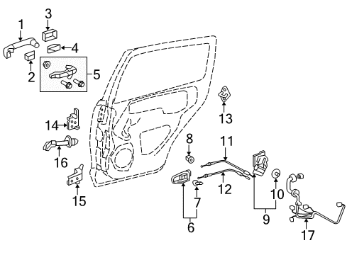 2014 Toyota Yaris Rear Door - Lock & Hardware Wire Harness Diagram for 82154-0D540