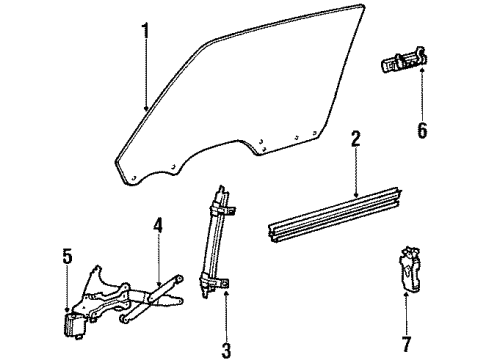 1984 Pontiac Bonneville Front Door - Glass & Hardware Regulator Diagram for 20009425