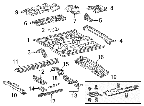 2016 Toyota Camry Pillars, Rocker & Floor - Floor & Rails Panel Sub-Assembly, Front Floor Diagram for 58105-06010