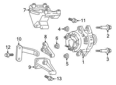 1997 Jeep Wrangler Alternator Bolt-HEXAGON FLANGE Head Diagram for 6502136