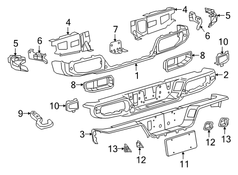 2022 Jeep Gladiator Bumper & Components - Rear Screw Diagram for 68419061AA