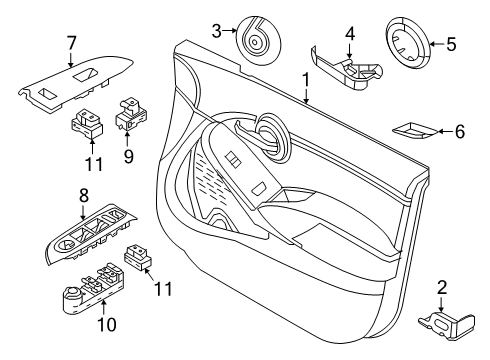 2016 Fiat 500X Front Door Bracket-Door Trim Panel Diagram for 68247274AA