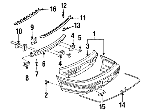 1999 Pontiac Bonneville Rear Bumper Reflector Asm-Rear Bumper Diagram for 5977554