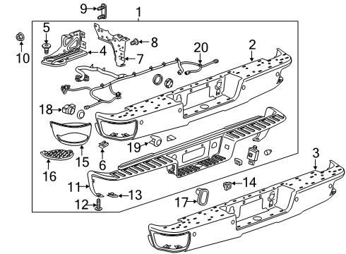 2015 GMC Sierra 1500 Parking Aid Bumper Bracket Diagram for 23108154