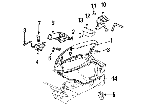 1994 Buick Skylark Trunk Lid Weatherstrip-Rear Compartment Lid Diagram for 22607040