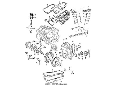 1990 Dodge Dynasty Engine & Trans Mounting Ring Set Single Piston Std Diagram for 5241051