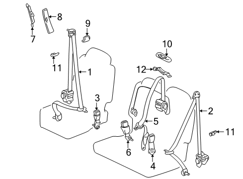 2003 Toyota Sequoia Seat Belt Latch Diagram for 73380-0C020-B0