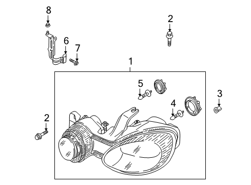 2002 Kia Spectra Headlamps Passenger Side Headlight Assembly Diagram for 0K2DJ51030