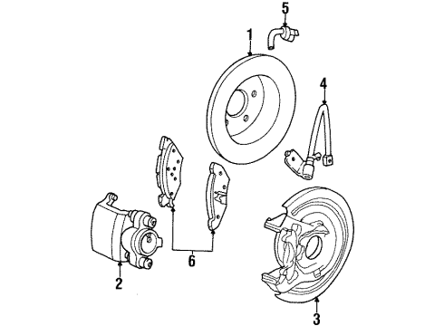1999 Ford Crown Victoria Anti-Lock Brakes Caliper Diagram for YW1Z-2552-BA