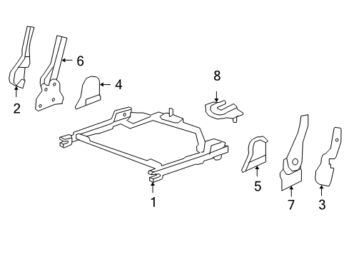 2009 GMC Acadia Tracks & Components Seat Adjust Assembly Bolt Diagram for 11569775