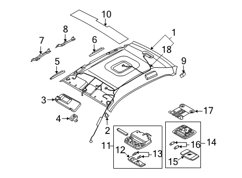 2007 Kia Amanti Interior Trim - Roof Sunvisor Assembly Right Diagram for 852023F05026