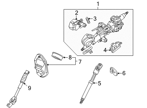 2015 Lexus GX460 Steering Column & Wheel, Steering Gear & Linkage Gear Assembly, Tilt Steering Diagram for 45810-60150