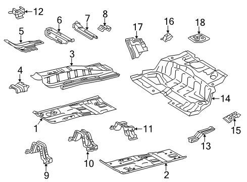 2016 Toyota Prius C Pillars, Rocker & Floor - Floor & Rails Floor Reinforcement Diagram for 57044-52043