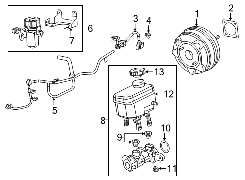 2022 Jeep Gladiator Dash Panel Components Brake Booster Vacuum Diagram for 68358377AB