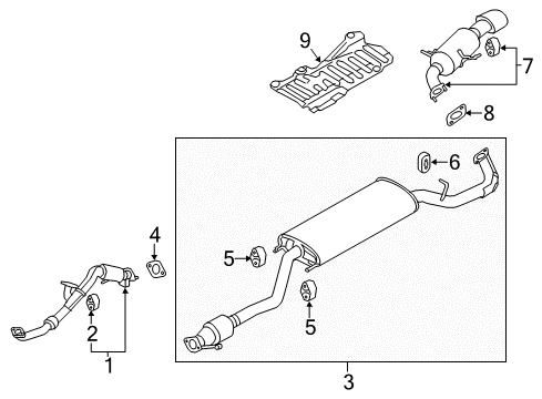 2015 Kia Sorento Exhaust Components Center Muffler Assembly Diagram for 28650-2W300