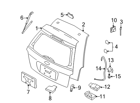 2007 Ford Freestyle Lift Gate Latch Assembly Diagram for 6L1Z-7843150-BA