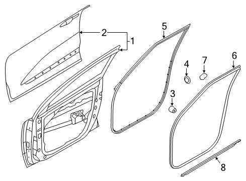 2019 Kia Niro Front Door WEATHERSTRIP Assembly-Front Door Side Diagram for 82140G5000