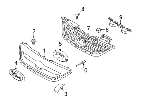 2012 Ford Fiesta Grille & Components Grille Diagram for AE8Z-8200-AA