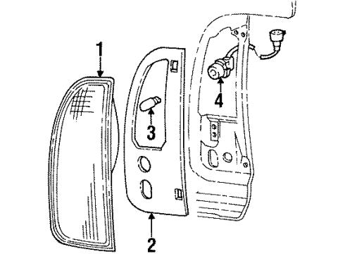 2002 Lincoln Navigator Combination Lamps Tail Lamp Assembly Diagram for 2L7Z-13404-CA