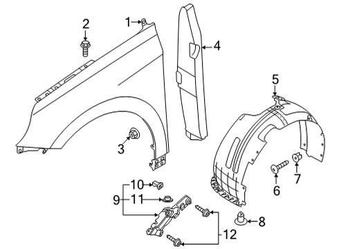 2022 Hyundai Ioniq 5 Fender & Components BRACKET-FR BUMPER SIDE, RH Diagram for 86552-GI000