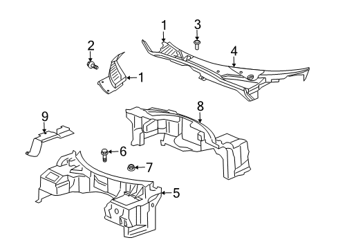 2004 Dodge Viper Cowl WEATHERSTRIP-Hood To COWL Diagram for 5043050AA