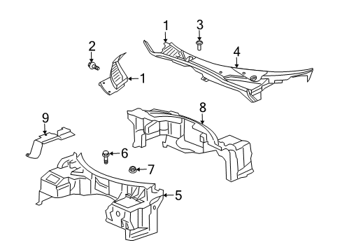 2004 Dodge Viper Cowl Panel-Dash Diagram for 4865495AF