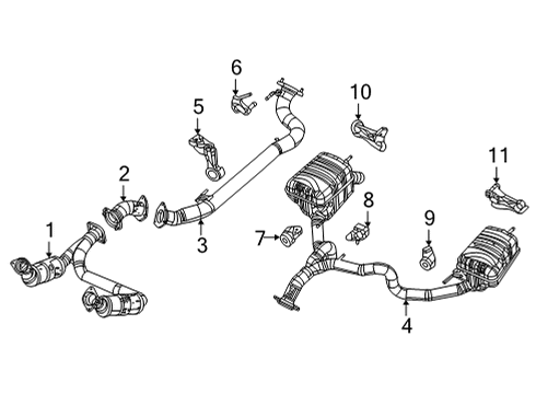 2022 Jeep Grand Wagoneer Exhaust Components MUFFLER-EXHAUST Diagram for 68534454AA