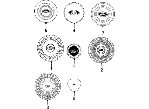 1993 Ford Crown Victoria Wheel Covers & Trim Center Cap Diagram for F3AZ-1130-A