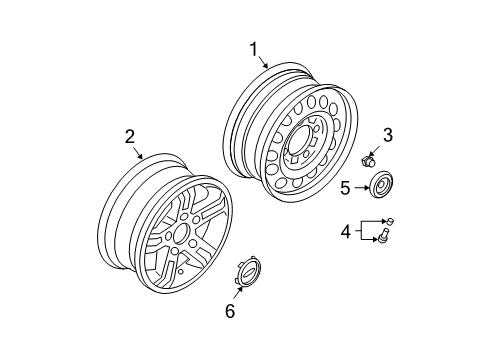 2004 Kia Sorento Wheels, Covers & Trim Wheel Cap Diagram for 529603E020