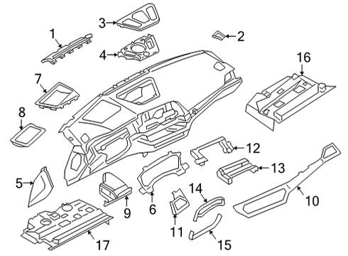 2021 BMW 430i xDrive Cluster & Switches, Instrument Panel TRIM INSTRUMENT CLUSTER Diagram for 51456805536